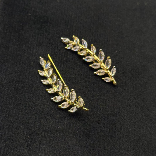 Diamond replica leaf design earcuffs