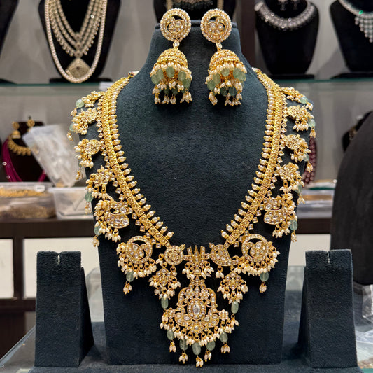 Nita Ambani long full white necklace with earrings