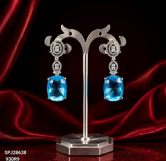28637 / 28638 platinum sky blue colour earrings