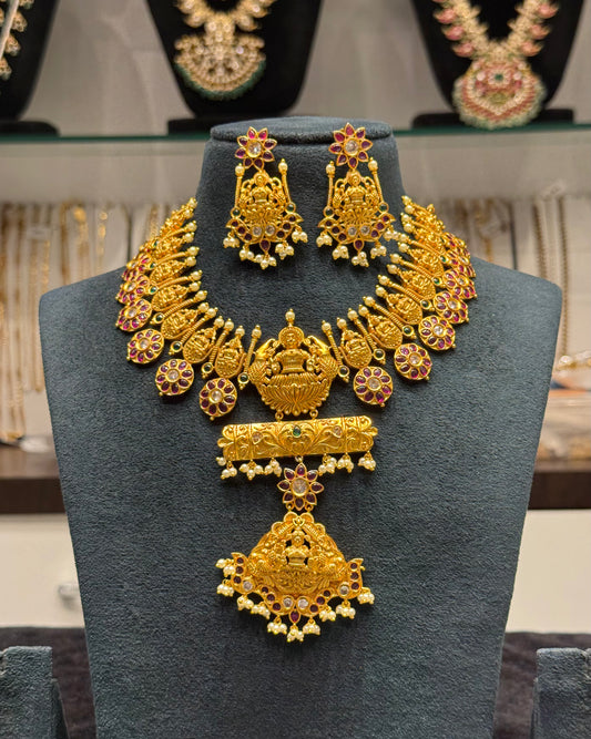 8821 Nakshi Lakshmi Bottumala double layer locket necklace