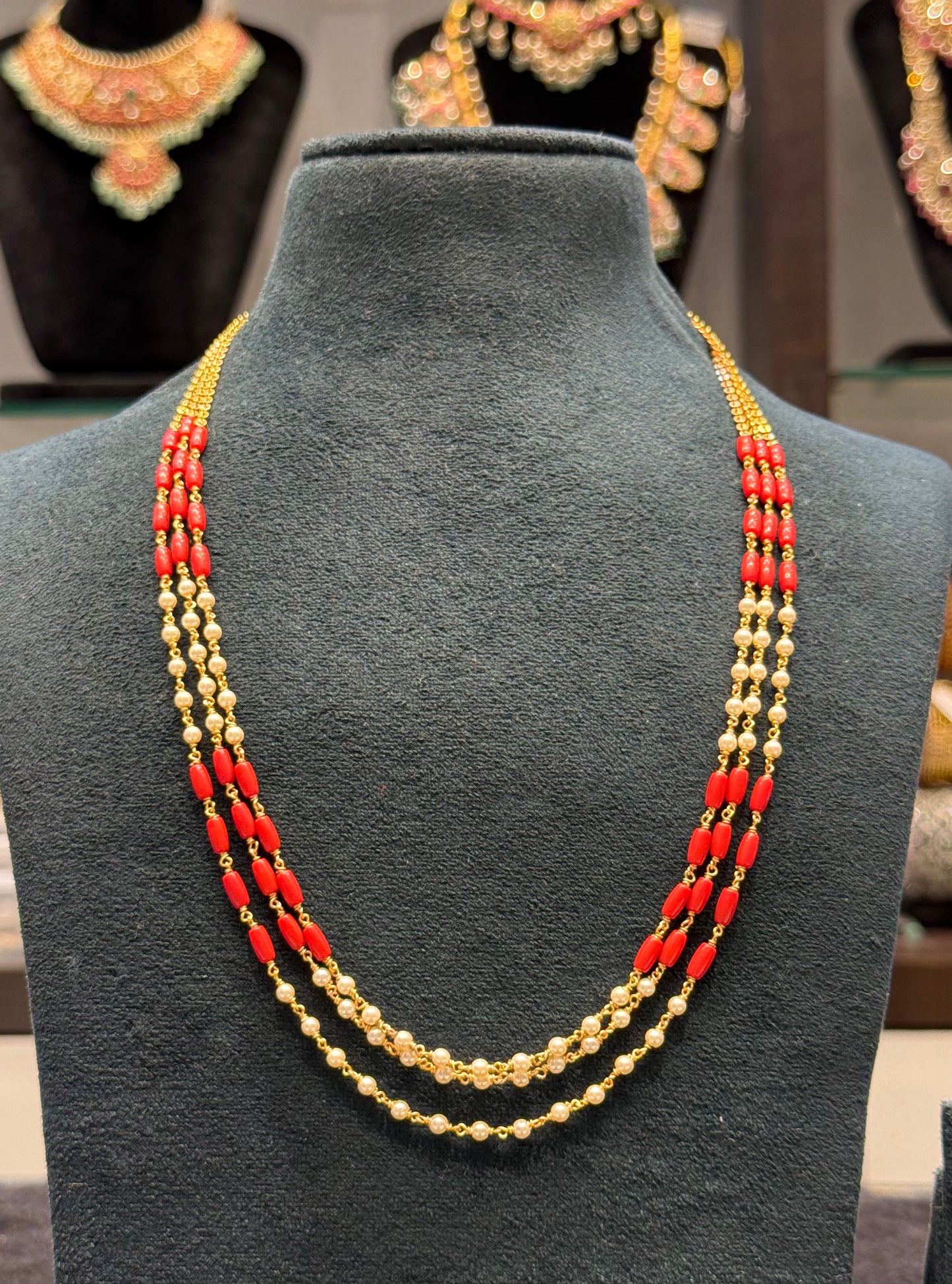 39893 3 lines handmade coral Mala