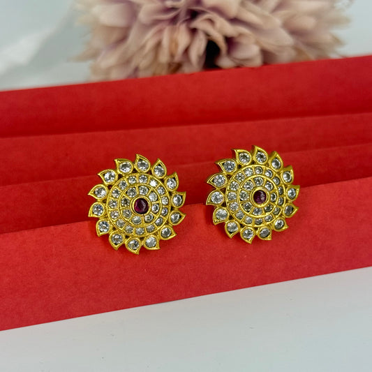 39992 gold replica red stone studs