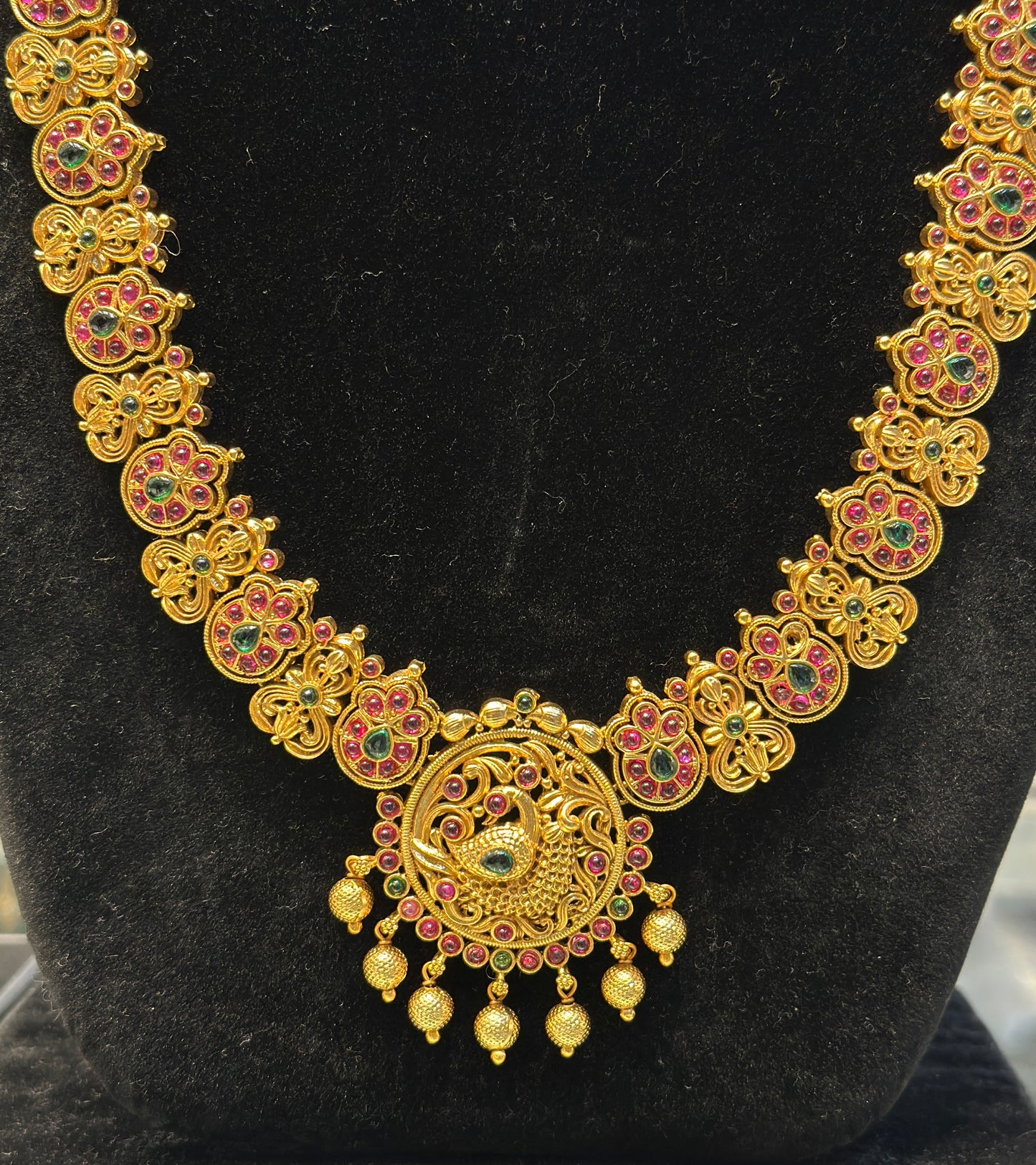 3227 Pota stone nakshi long necklace