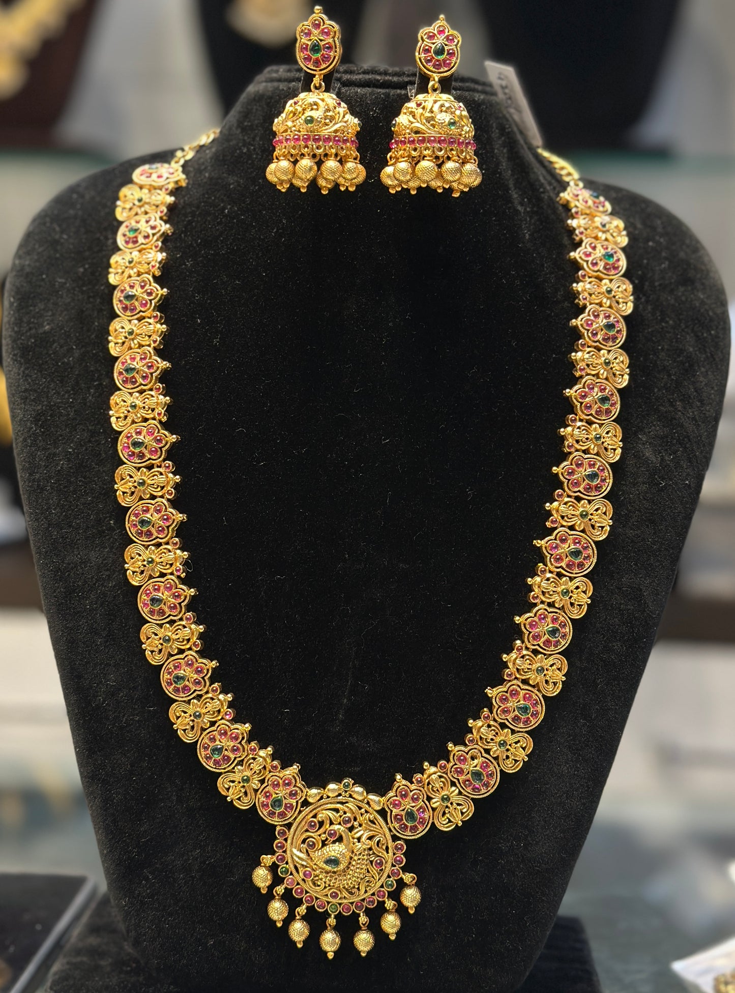 3227 Pota stone nakshi long necklace