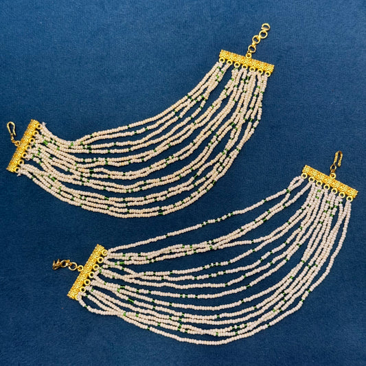 41342 12 lines pearls champaswaralu / ear chain / kaan chain