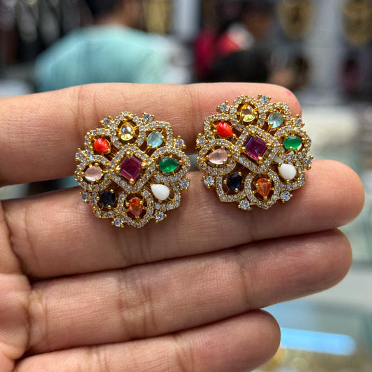 41378 Navratna studs with pushback