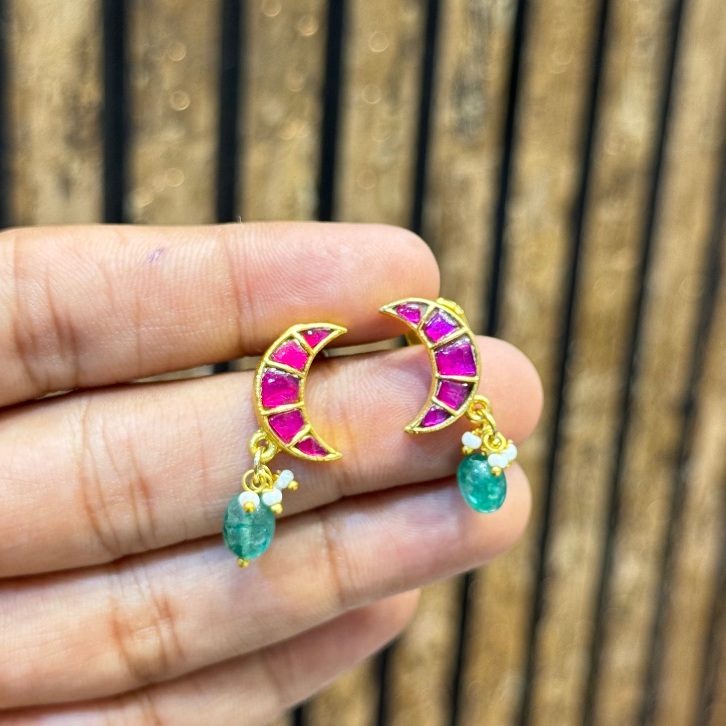 41812 Handmade Jadau Kundan gold replica screwback studs