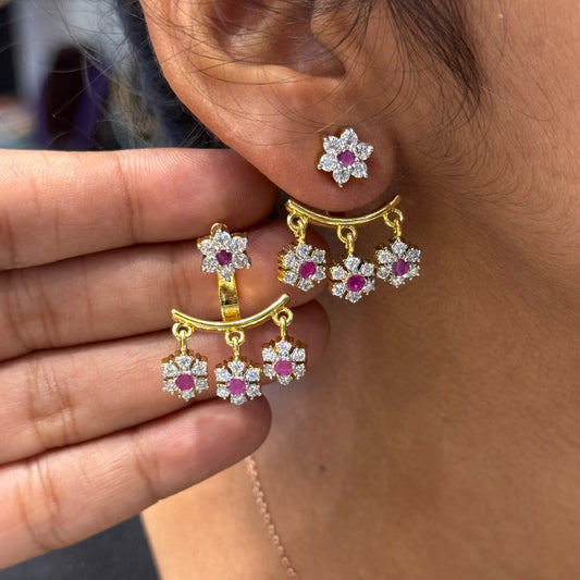 40467 2 in 1 diamond replica ruby earrings!!