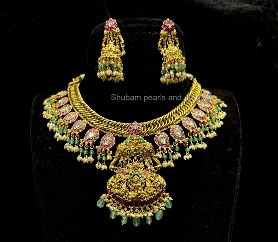 37858 Jadau jalebi necklace