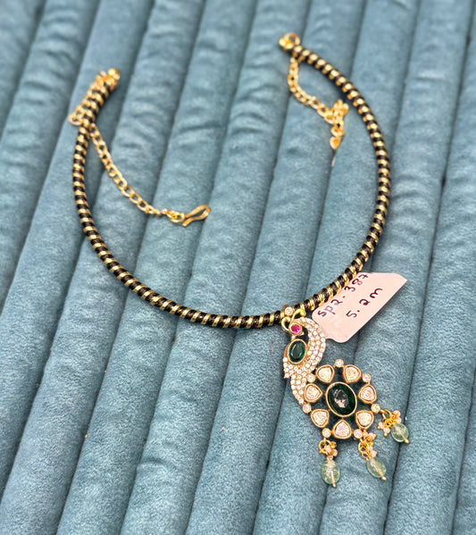 38715 Moissanite Peacock Victorian pendant with Black hasli/kanthe