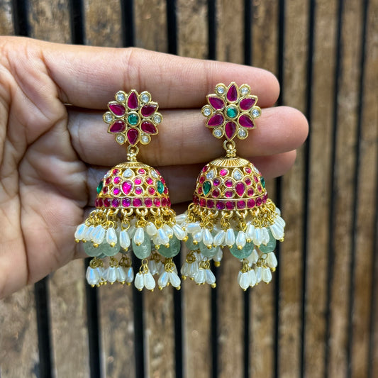 Jadau Guttapusalu Jhumkas with Push Back 43170