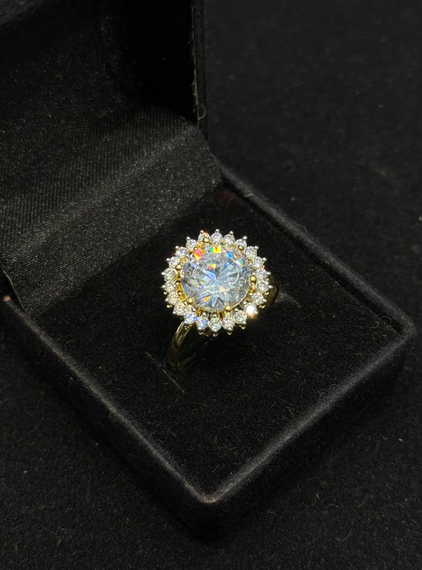 39703 Real diamond Look finger rings with full white stone