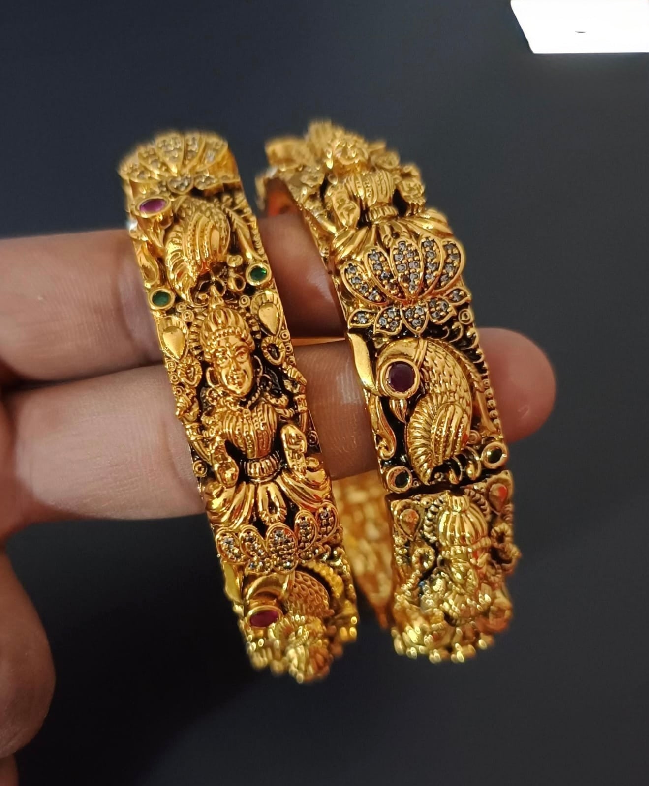 39676 Nakshi Bridal Lakshmi Peacock openable bangles