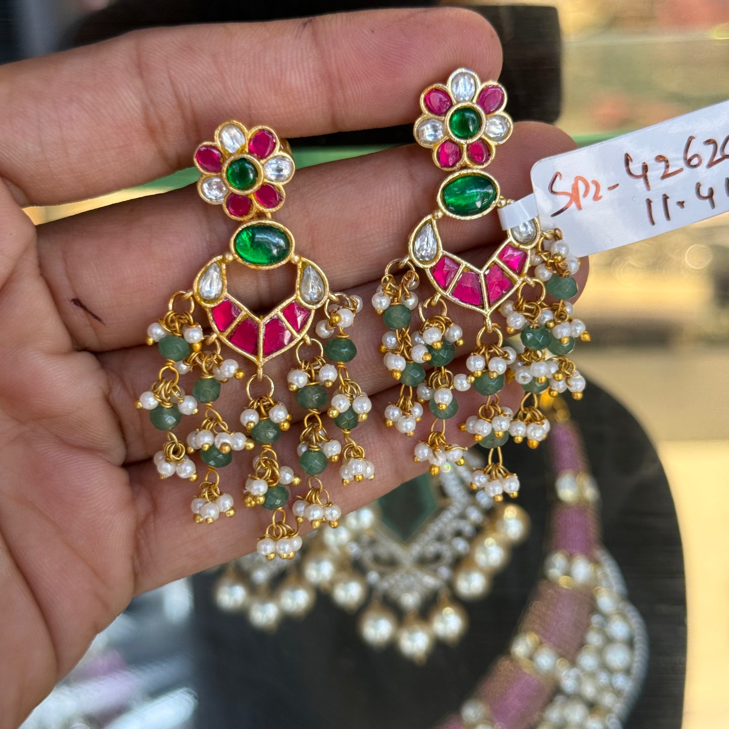 42620 Jadau Kundan handmade premium screwback chandbalis