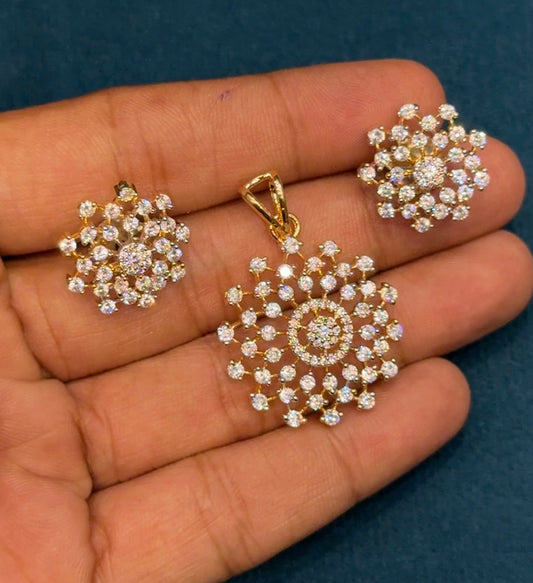 41814 Diamond replica full white pendant set for gold chains