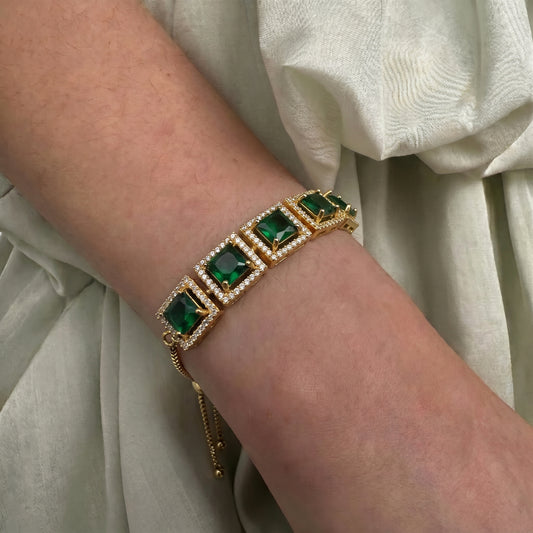 GP green stone chain bracelet