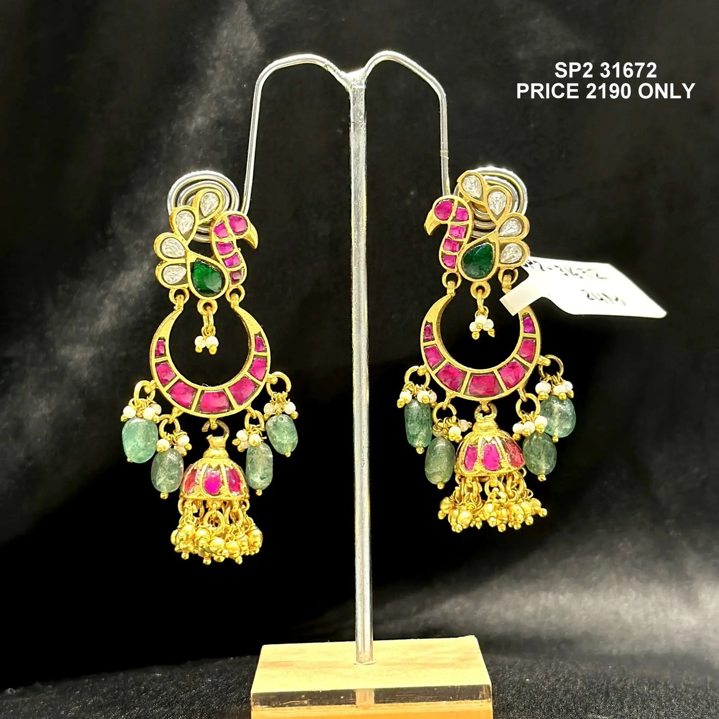 Jadau Peacock 3 step chandbali jhumki 31672