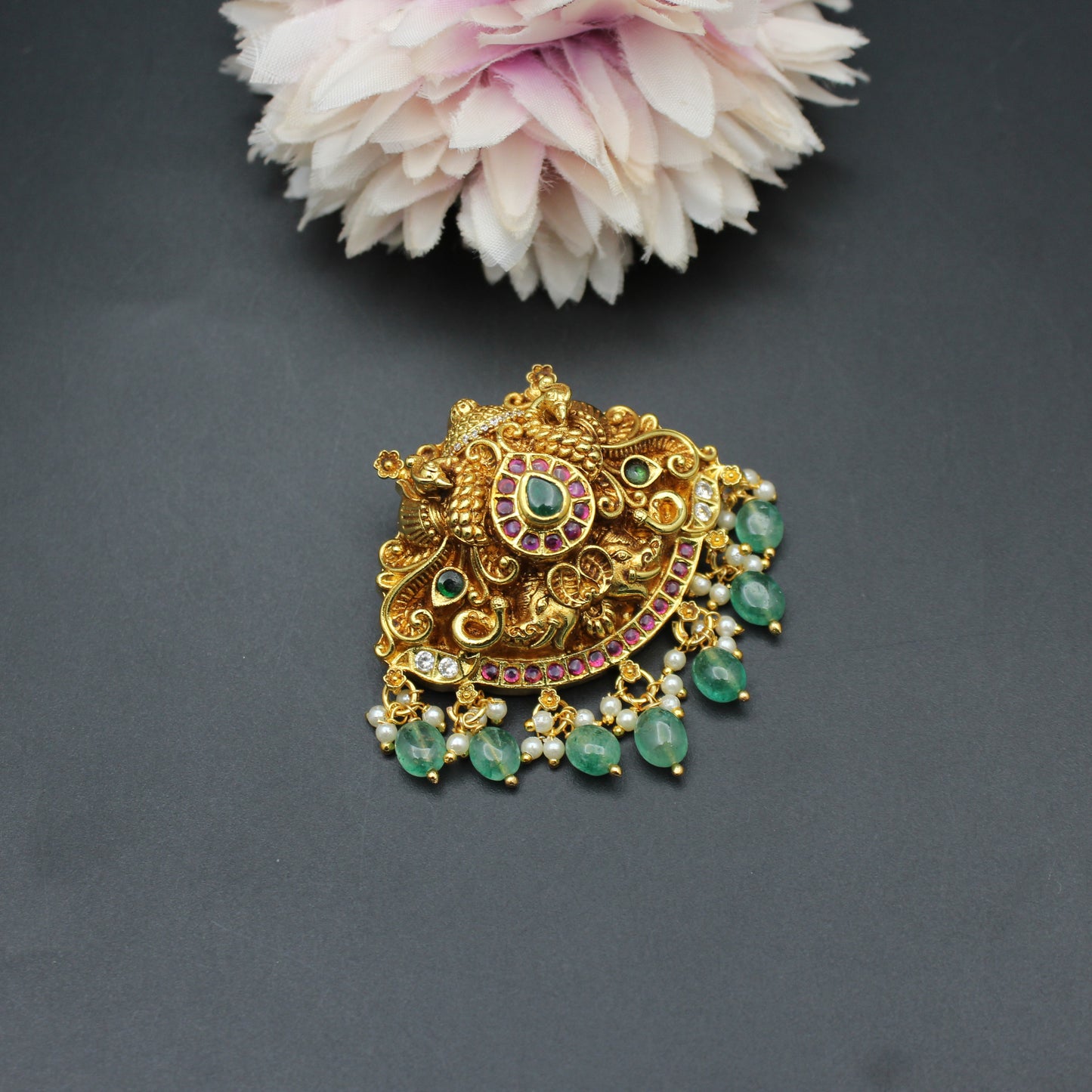 41679 Nakshi Peacock Locket With Openable Hook 2 Inch