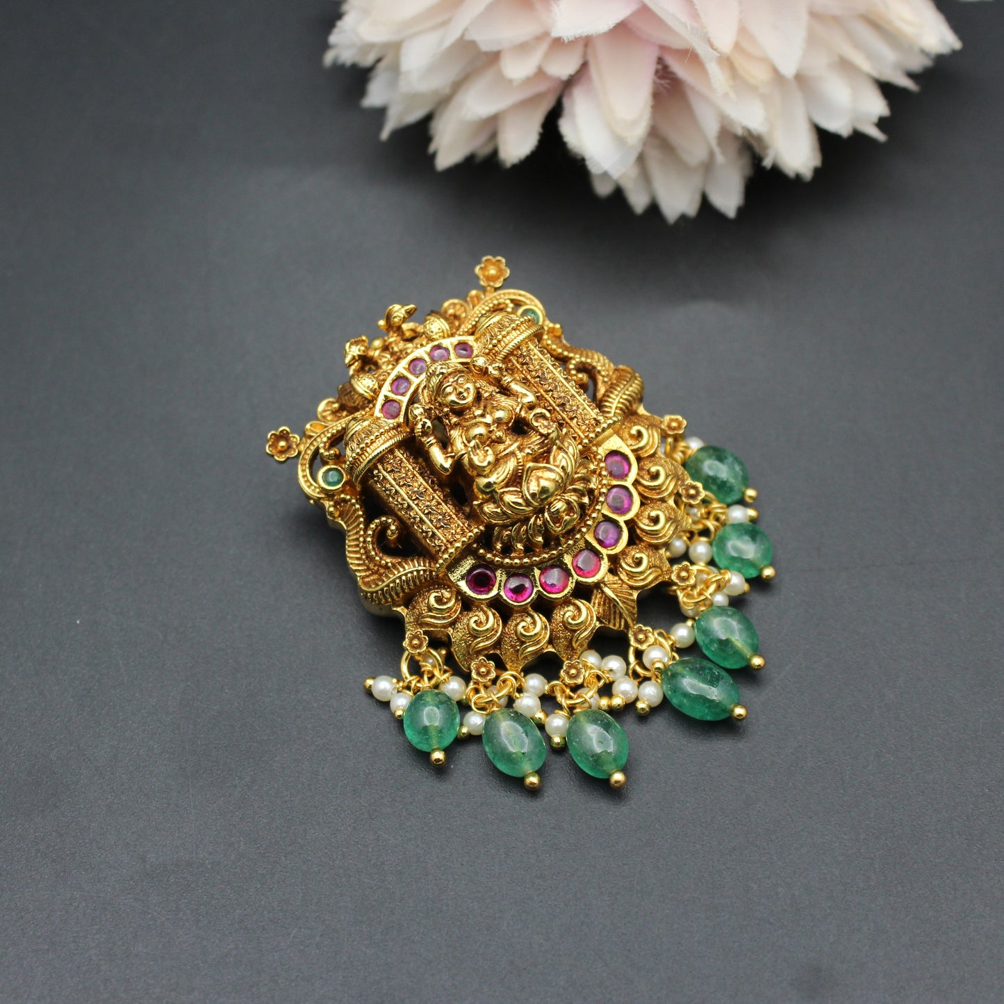 41682 Nakshi Laxmi Peacock Locket With Openable Hook 2 Inch