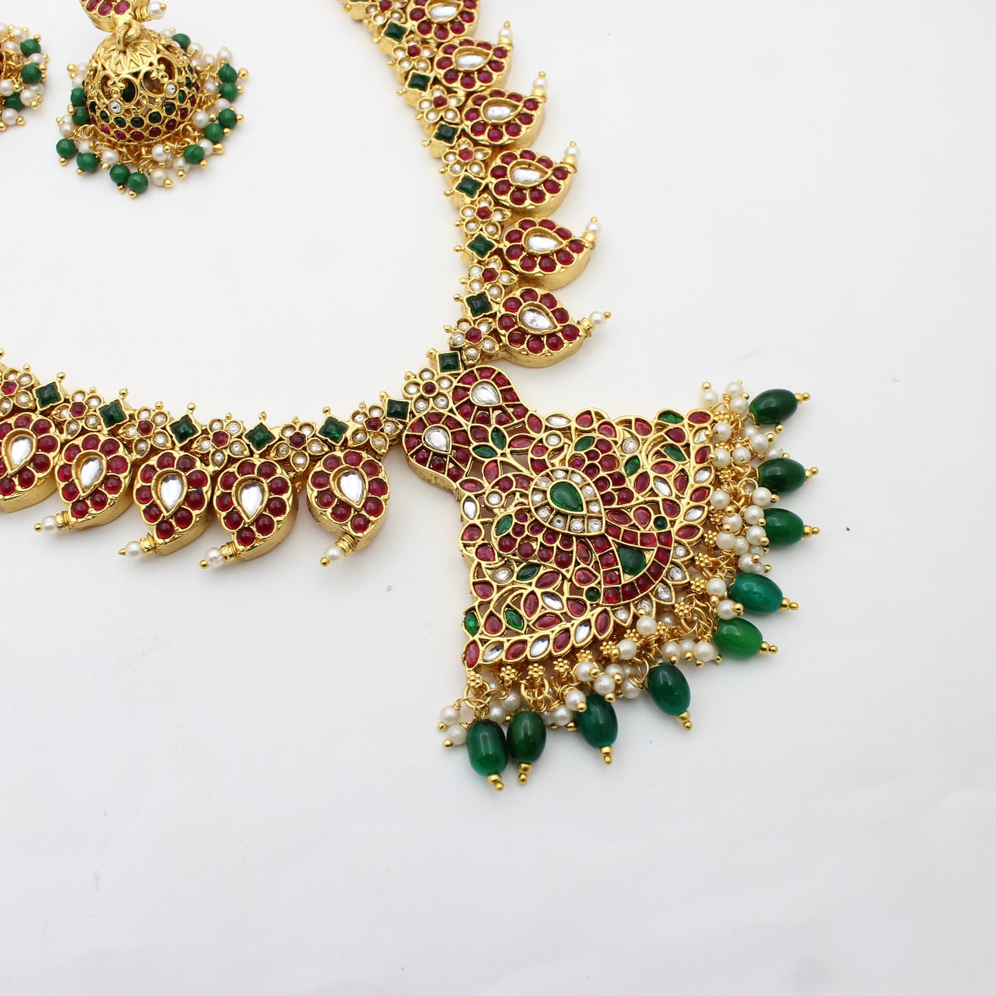 Mango Long Necklace Set With Push Back Earrings