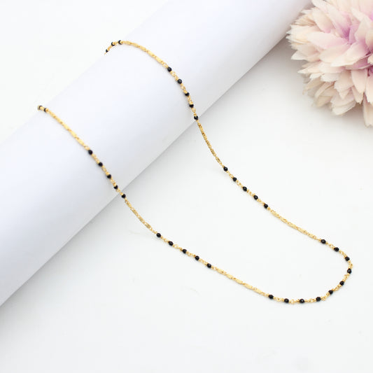 Handmade Blackbeads with gold look alike design and 18inches