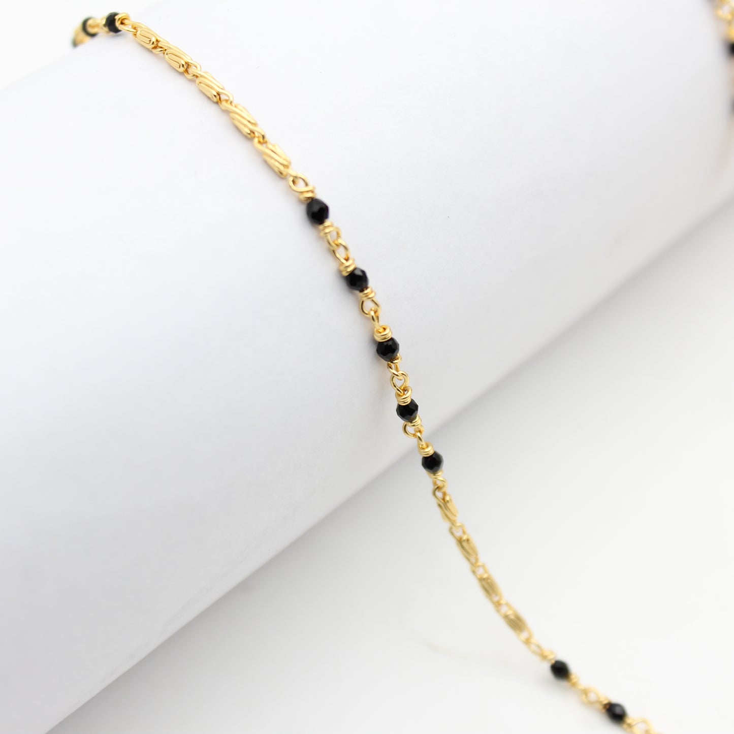 Handmade Blackbeads with gold look alike design and 18inches
