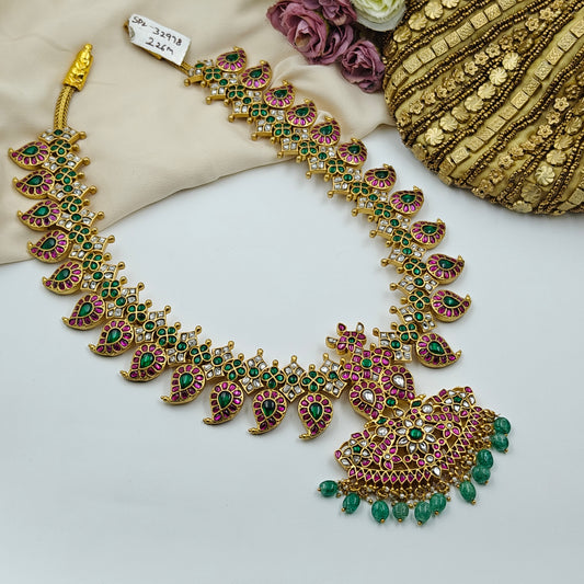 32978 Jadau mango long necklace