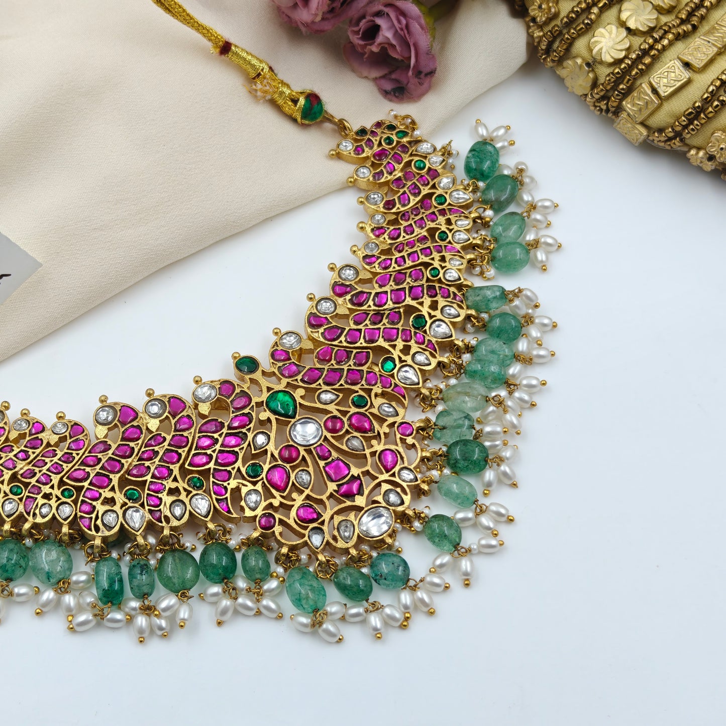 39037 Jadau Peacock necklace
