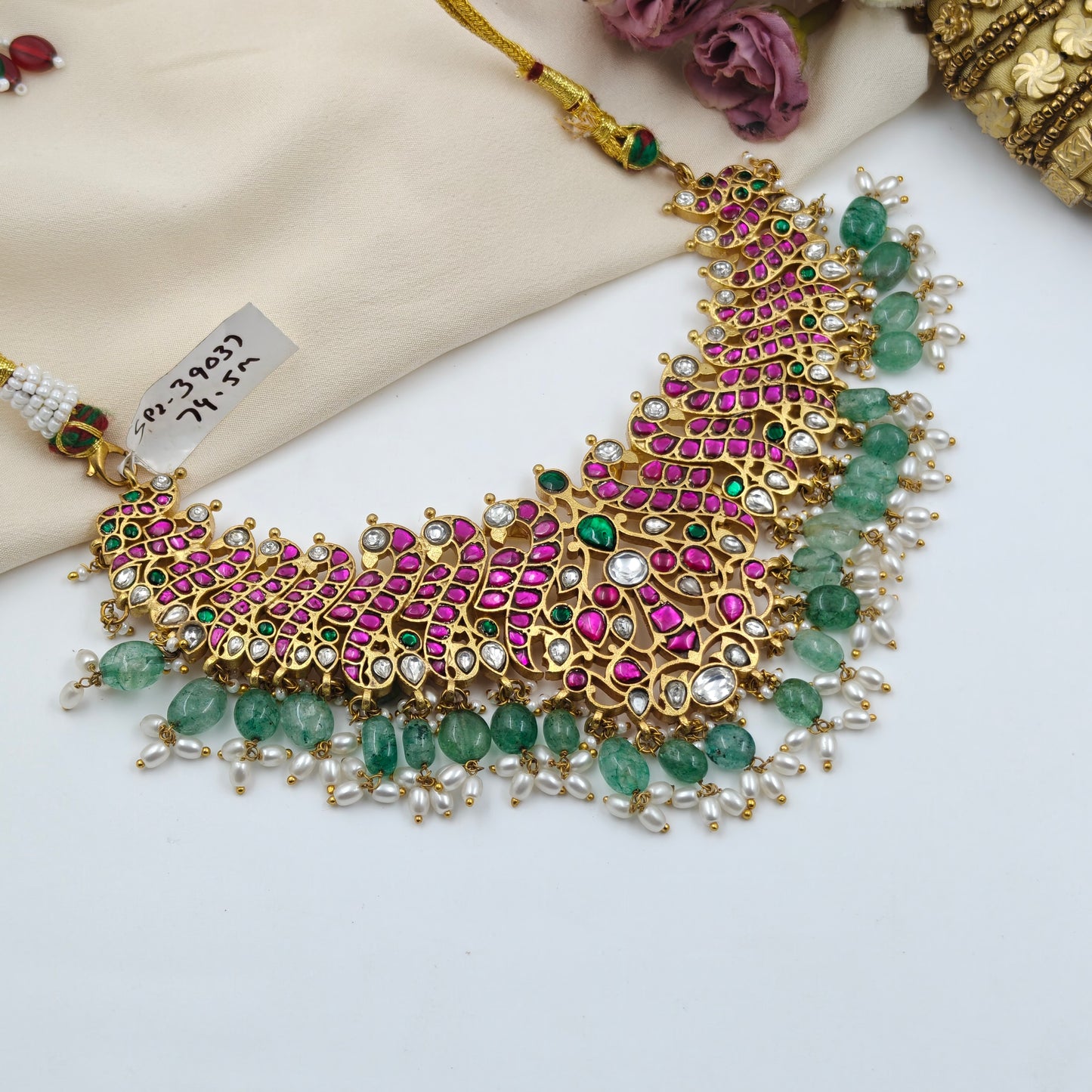 39037 Jadau Peacock necklace