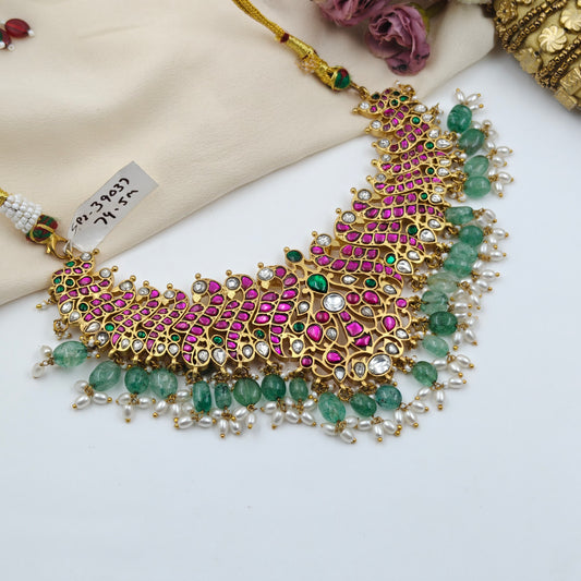 39037 Jadau Peacock necklace