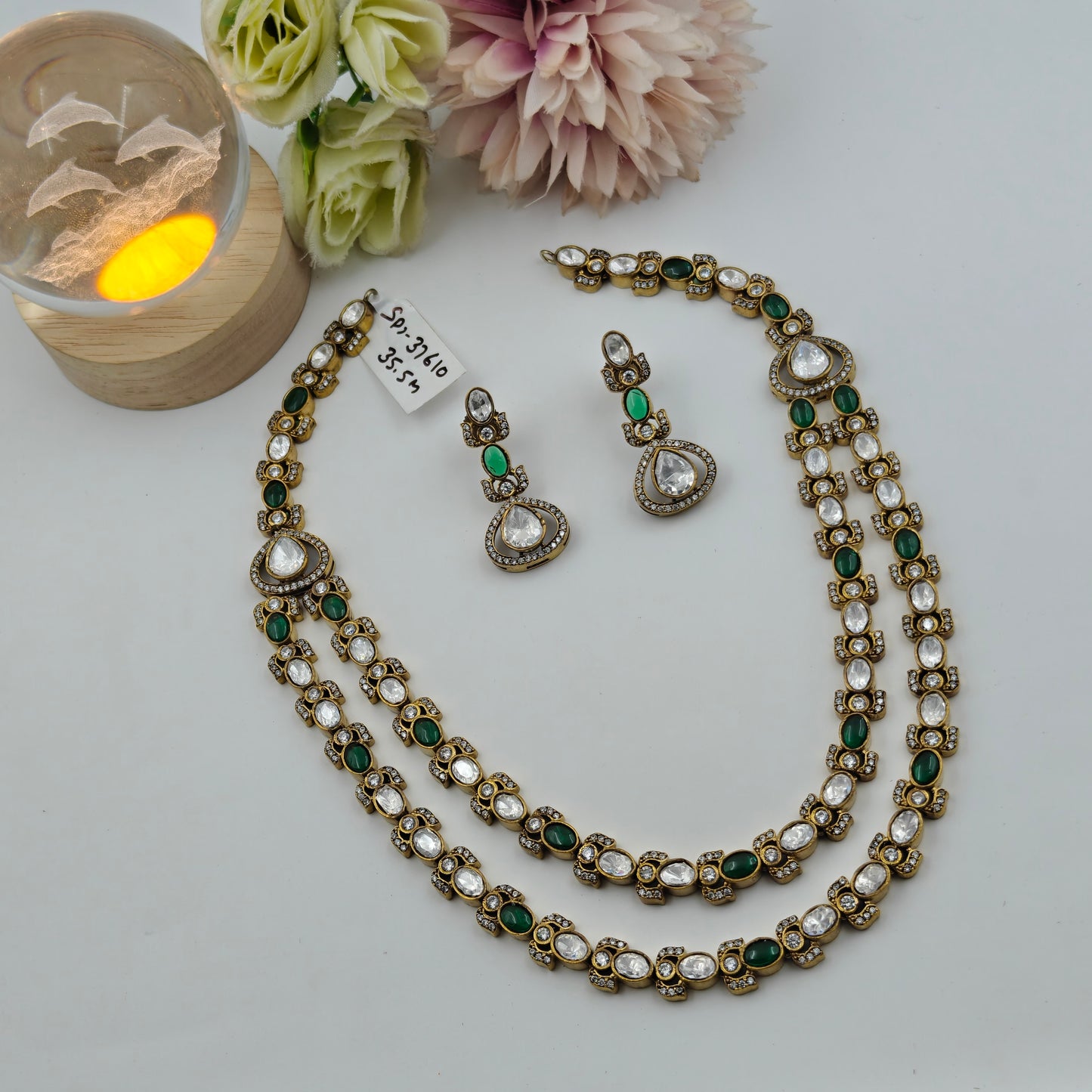 Victorian mozanite 2 layers necklace