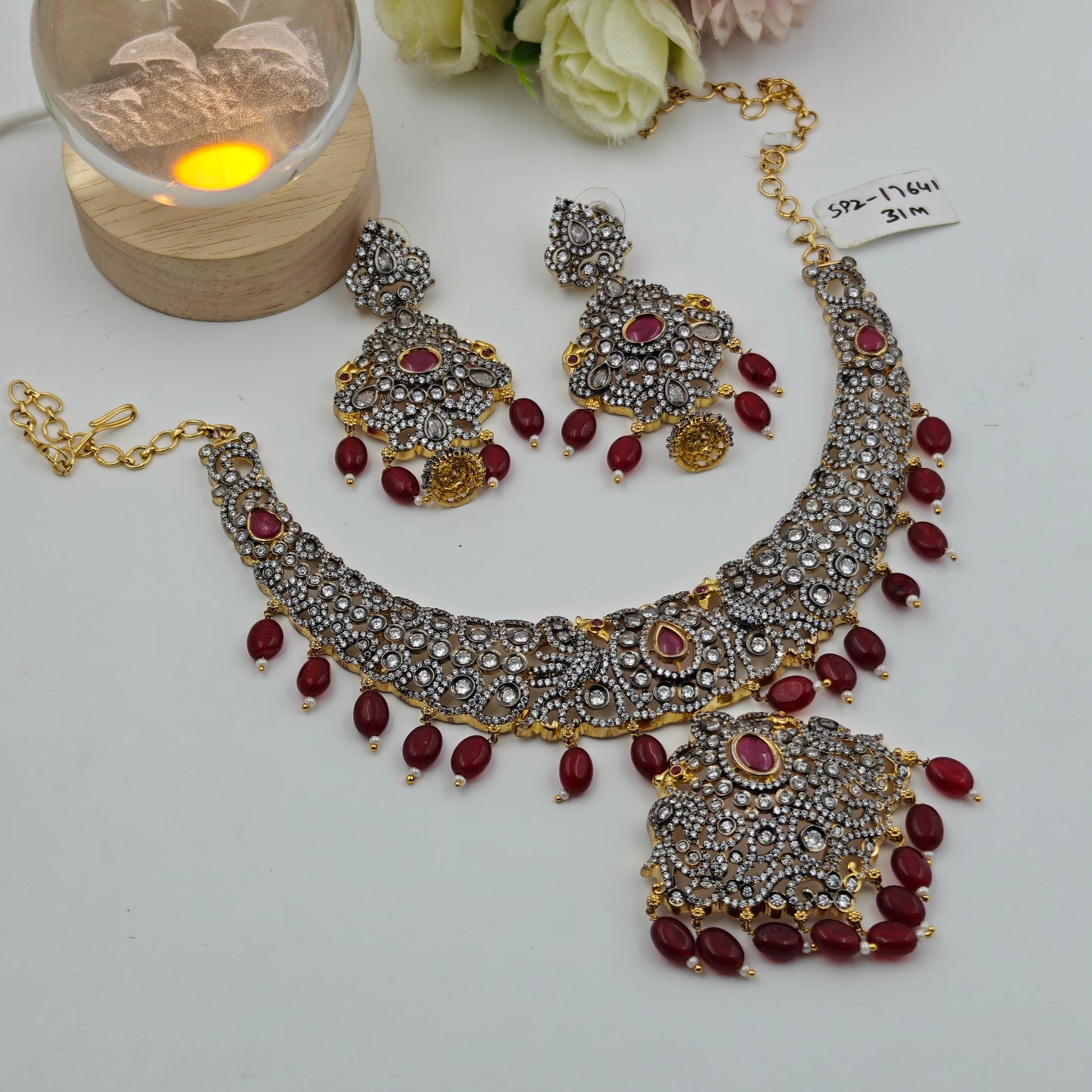 Victorian red stone necklace