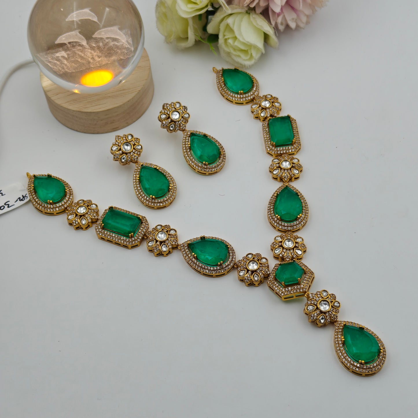Victorian green stone necklace