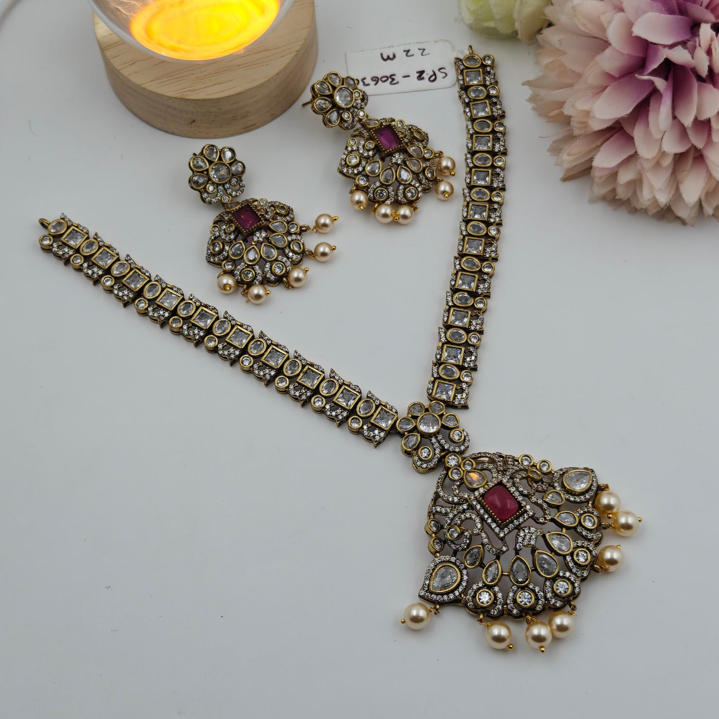 Victorian red stone necklace