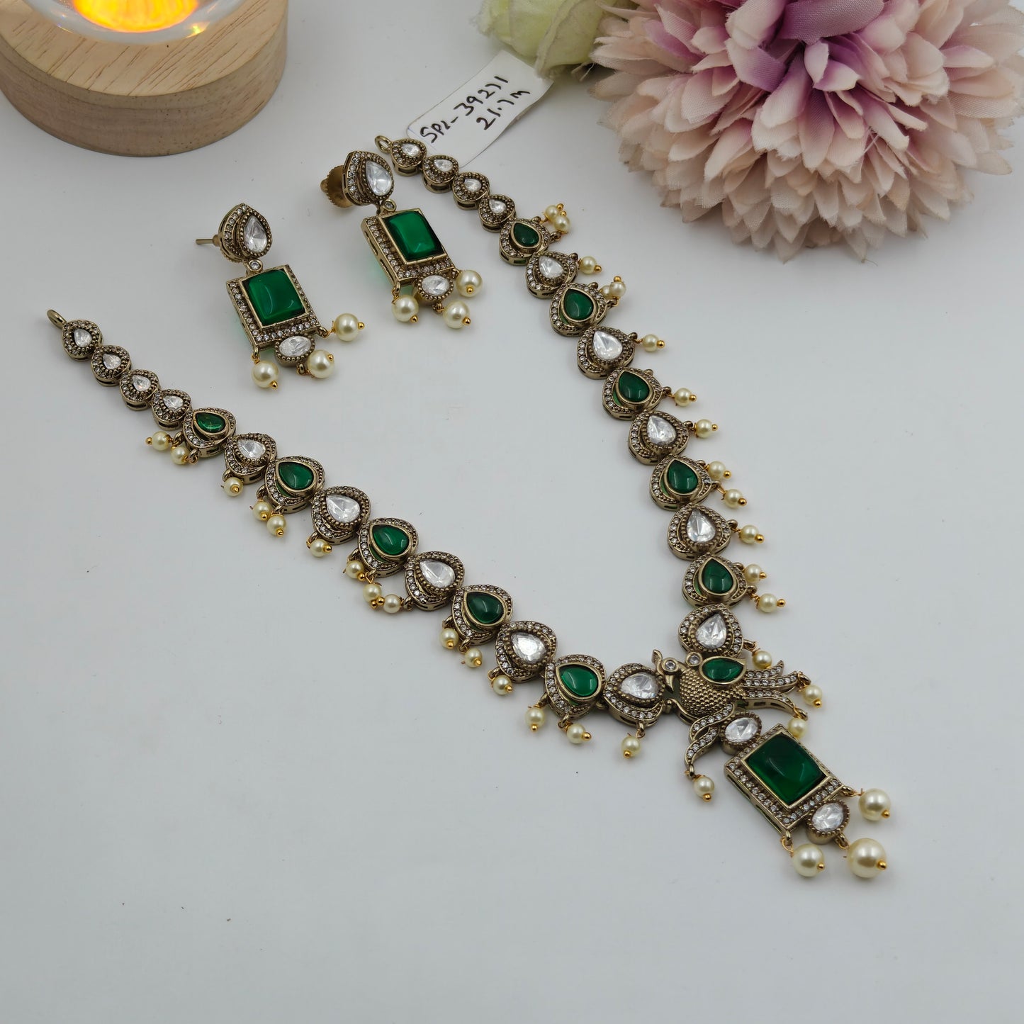 Victorian green stone necklace