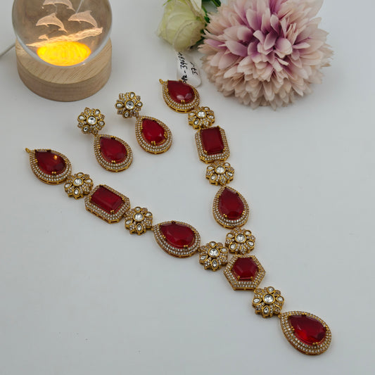 39684 Victorian red stone necklace