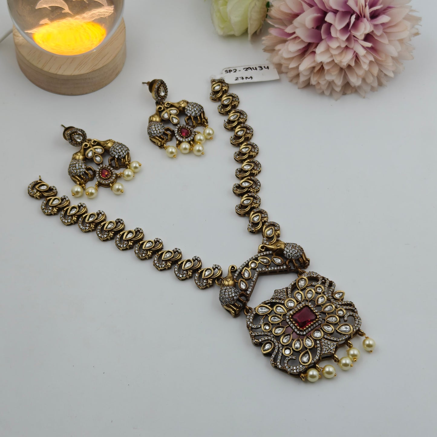 Victorian Necklace ruby elephant