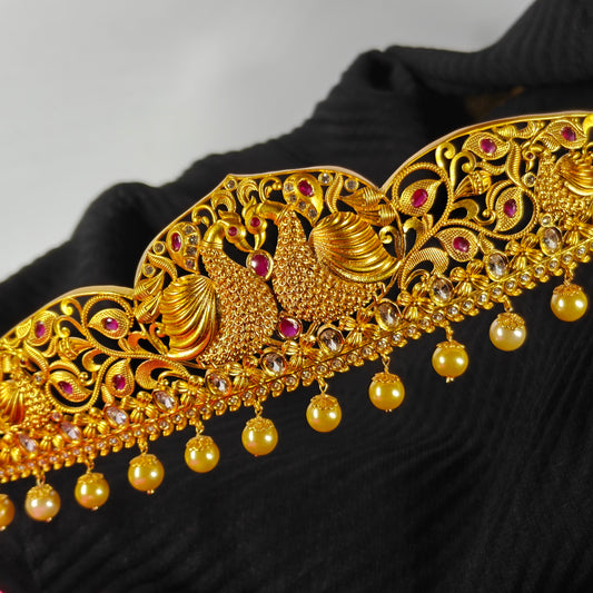 40095 Matte Double peacock with matte polish drops vaddanam