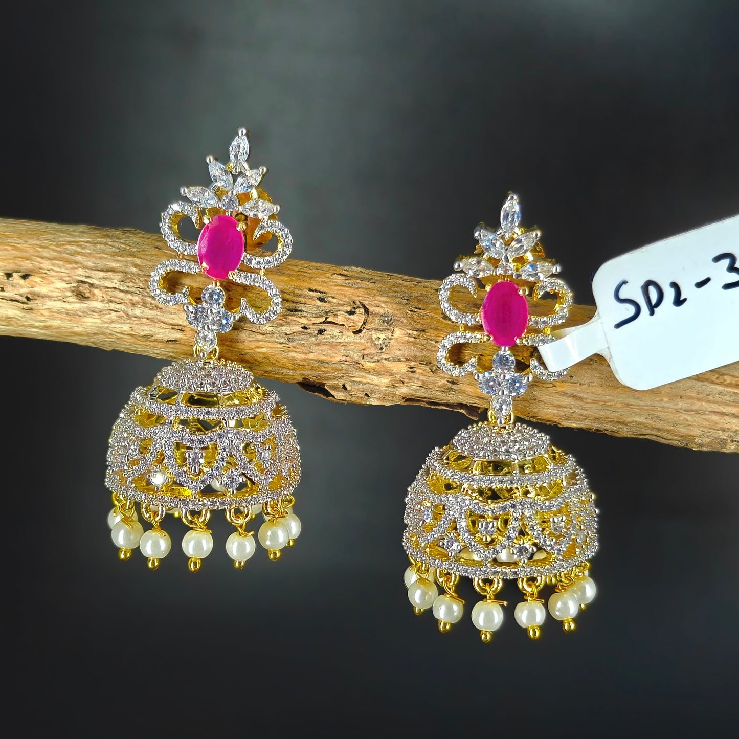 39467 GJ red jhumki