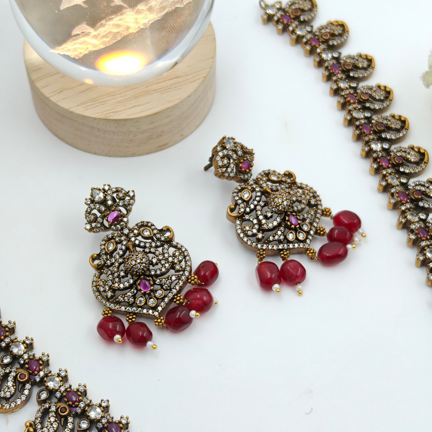 Victorian mango peacock necklace