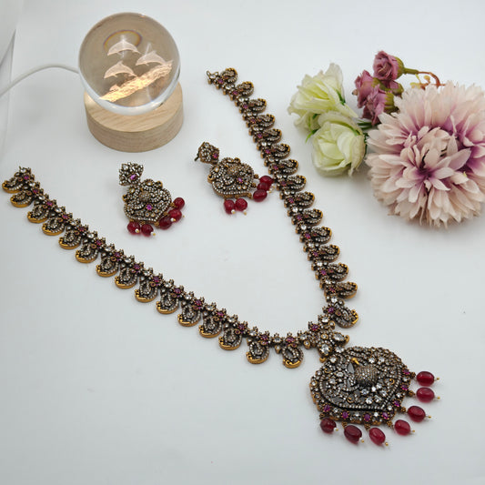 Victorian mango peacock necklace