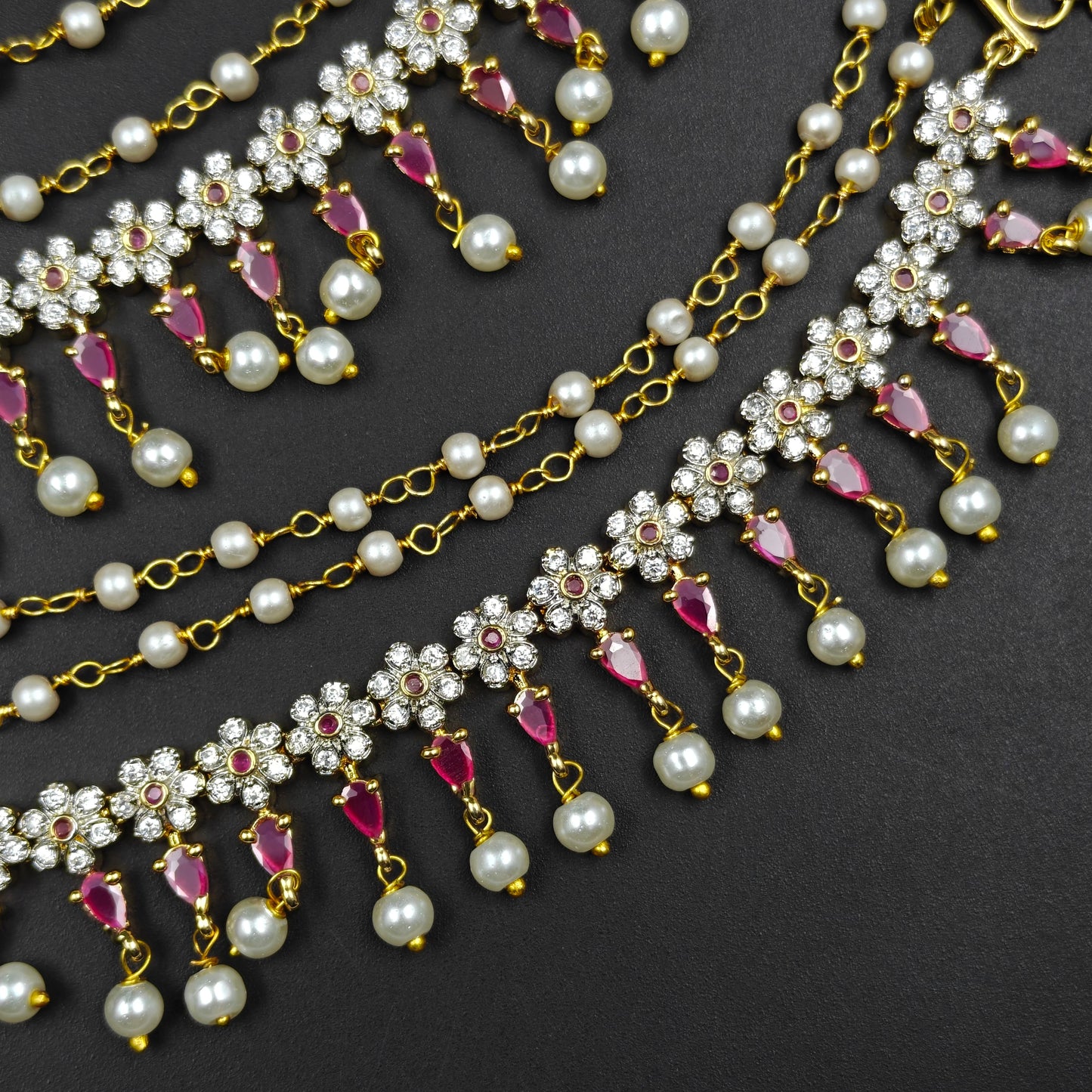 32886 GJ Flower Champaswaralu With Pearls