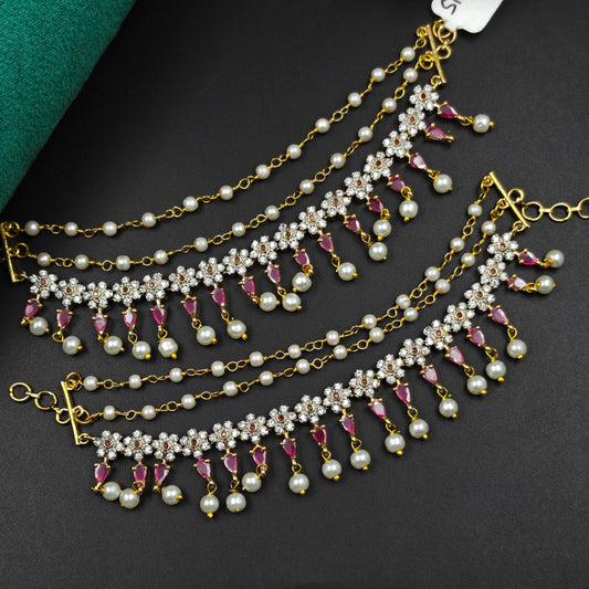 32886 GJ Flower Champaswaralu With Pearls