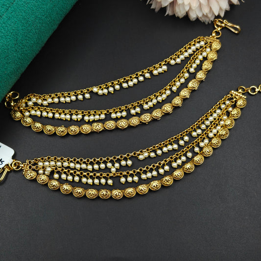 39616  Matte Golden Champaswaralu And Pearls