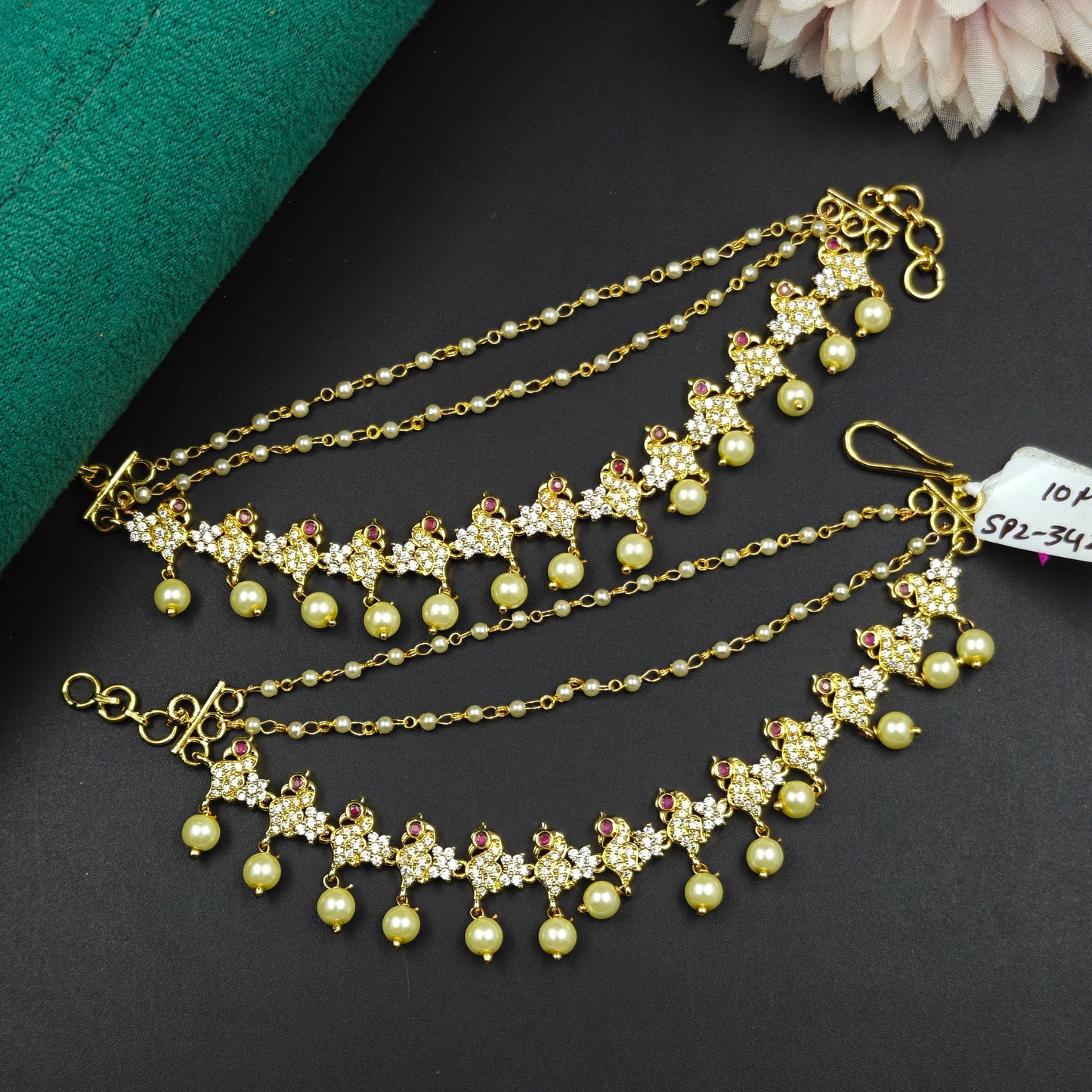 34260 Ruby & Emerald Ad Stone 3 Lines Champaswaralu