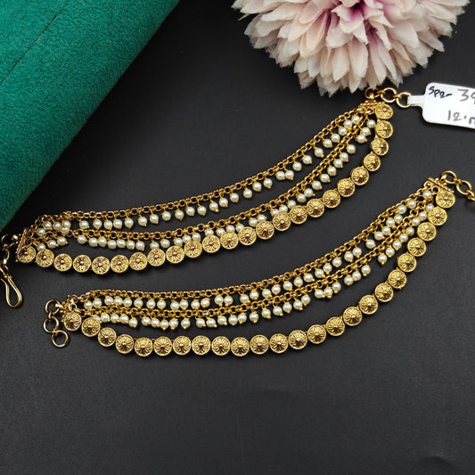 39614 Matte Golden Balls Champaswaralu and Pearls