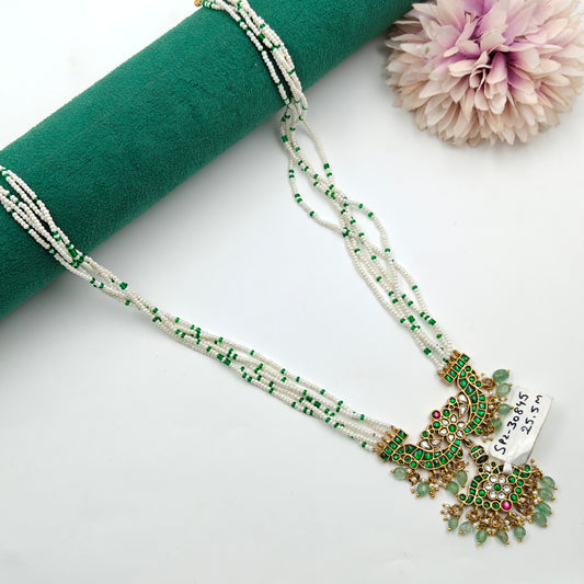 30845 Jadau Pendent With 5 Lines Pothmala