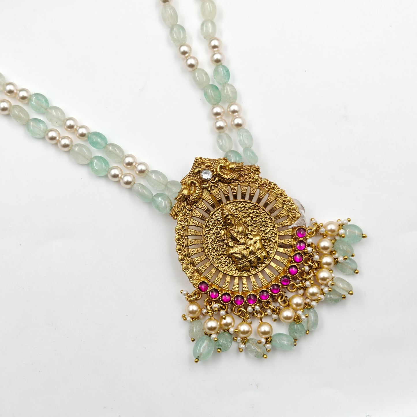 31819 Jadau Nakshi 2 Line Ranihaar Green