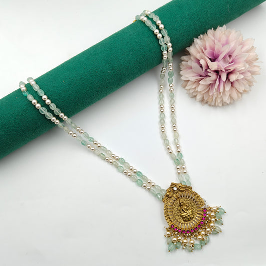 31819 Jadau Nakshi 2 Line Ranihaar Green