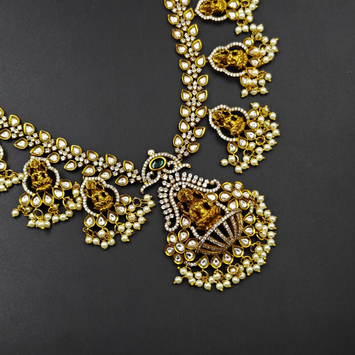 37791 Matte Laxmi Long Necklace Green